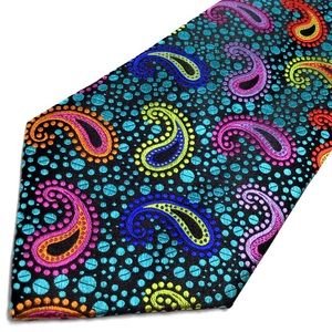 New Lawrence Ivey Colorful Paisley 100% Silk Tie
